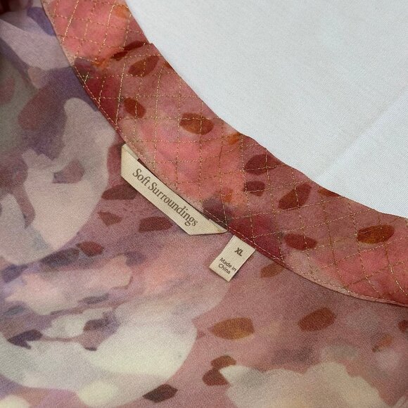 Soft Surroundings Womens Multicolor Kimono Topper Size XL Boho Artsy Watercolor - Picture 3 of 8